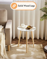 Round Side Table, White Nightstand Coffee End Table for Living Room, Bedroom