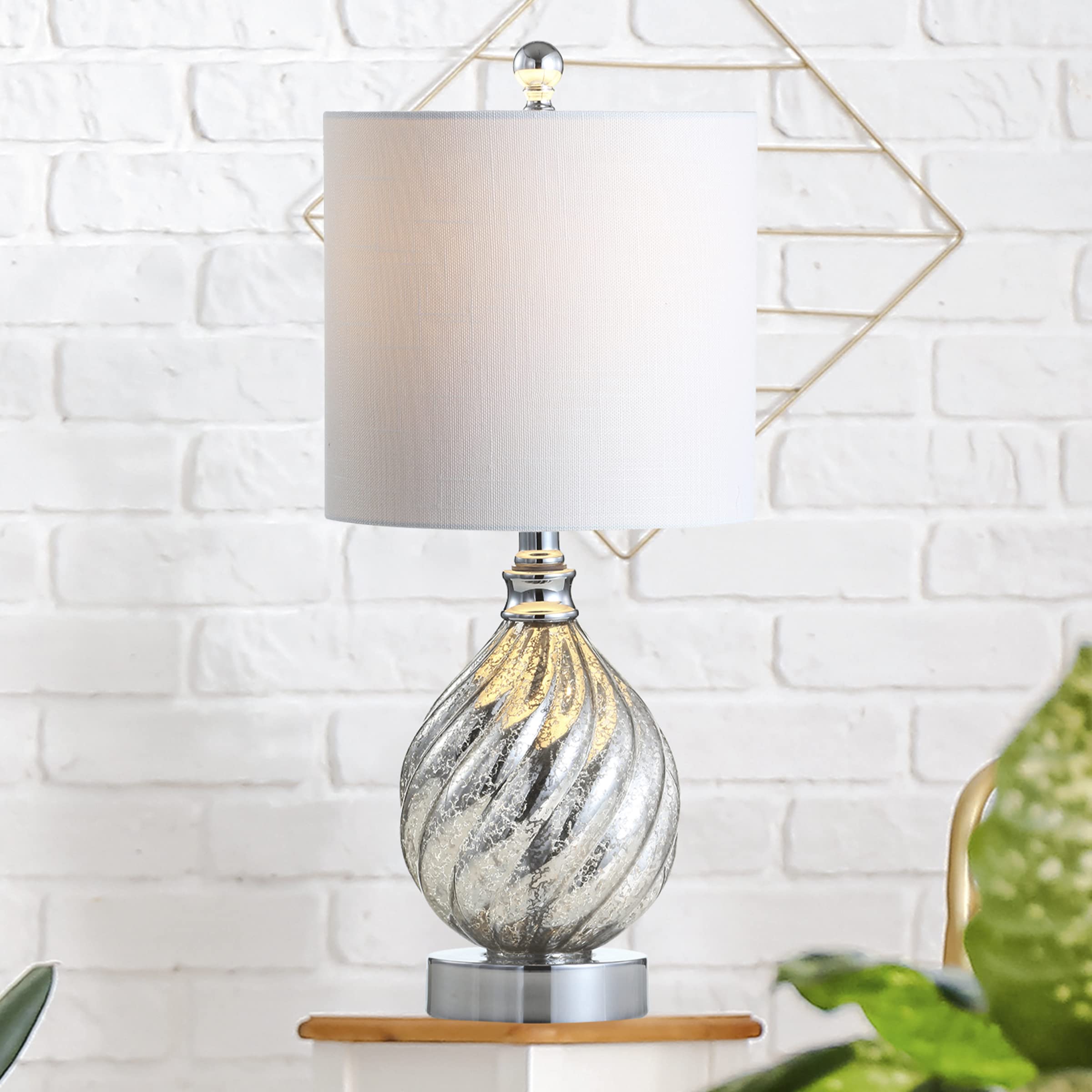 JYL1034A Lawrence 20.5" Glass/Metal LED Table Lamp Transitional Glam Bedside Desk