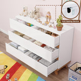 White 6 Drawer Dresser for Bedroom, Modern Wooden Storage Organizer