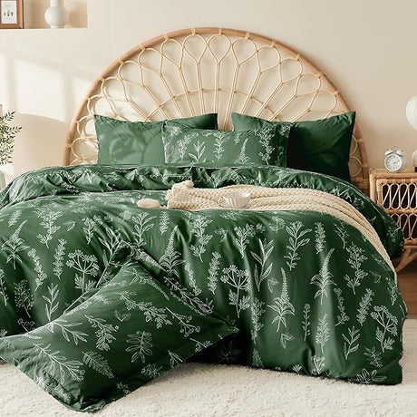 Terracotta Bed in a Bag Queen 7 Pieces, Queen Comforter Set Reversible Botanical Flowers Design,