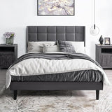 Bed Frame with Upholstered Headboard, Platform Bed Frame Featuring Linen Fabric