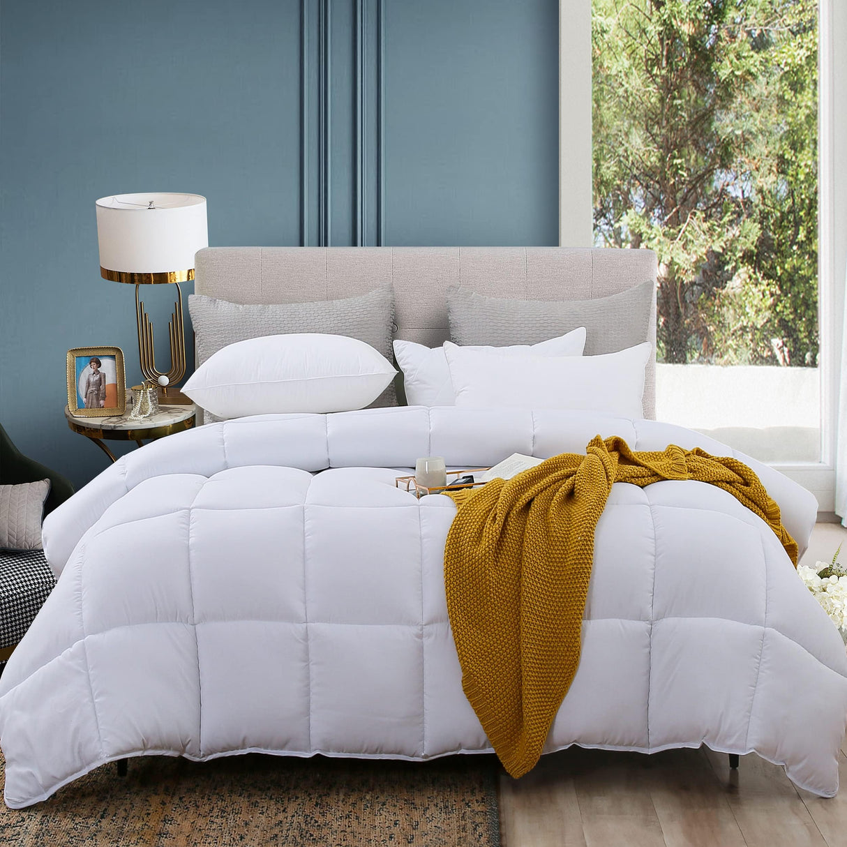 Queen Comforter Duvet Insert White, All Season Down Alternative Comforter, Ultra Soft