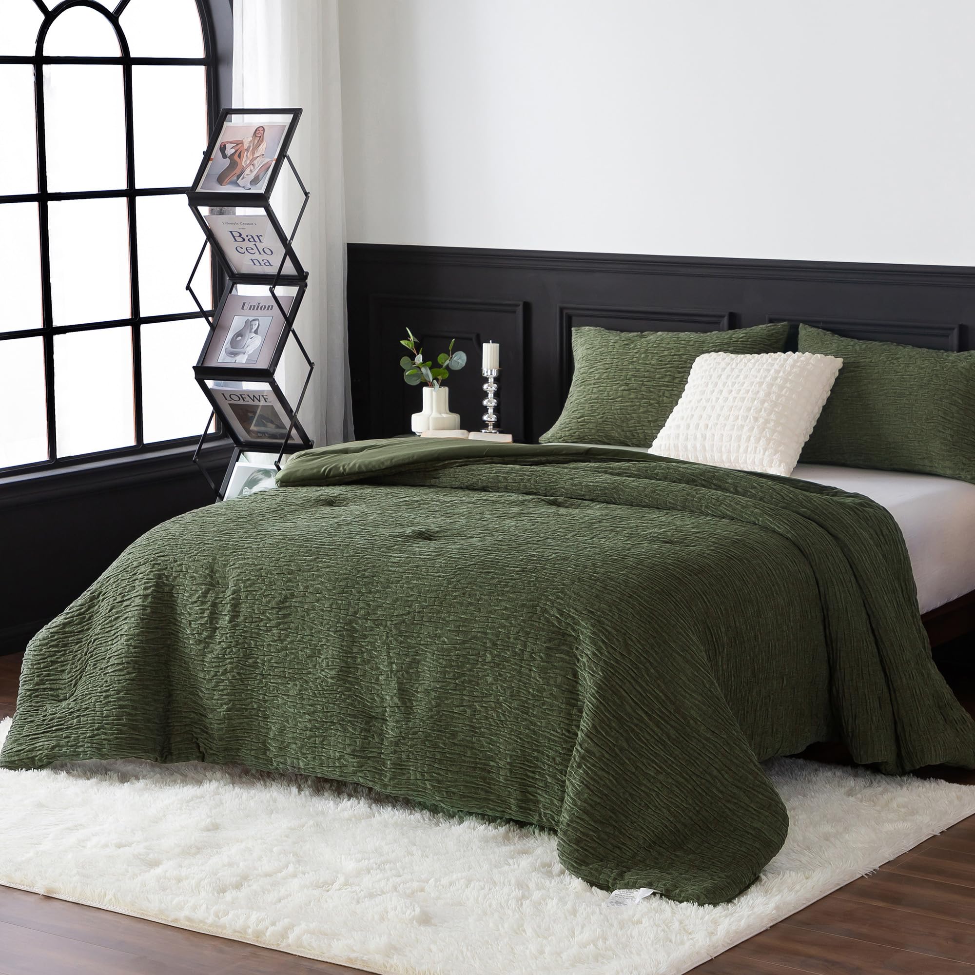 Reversible Chenille Cotton Bedding King Size Comforter Set