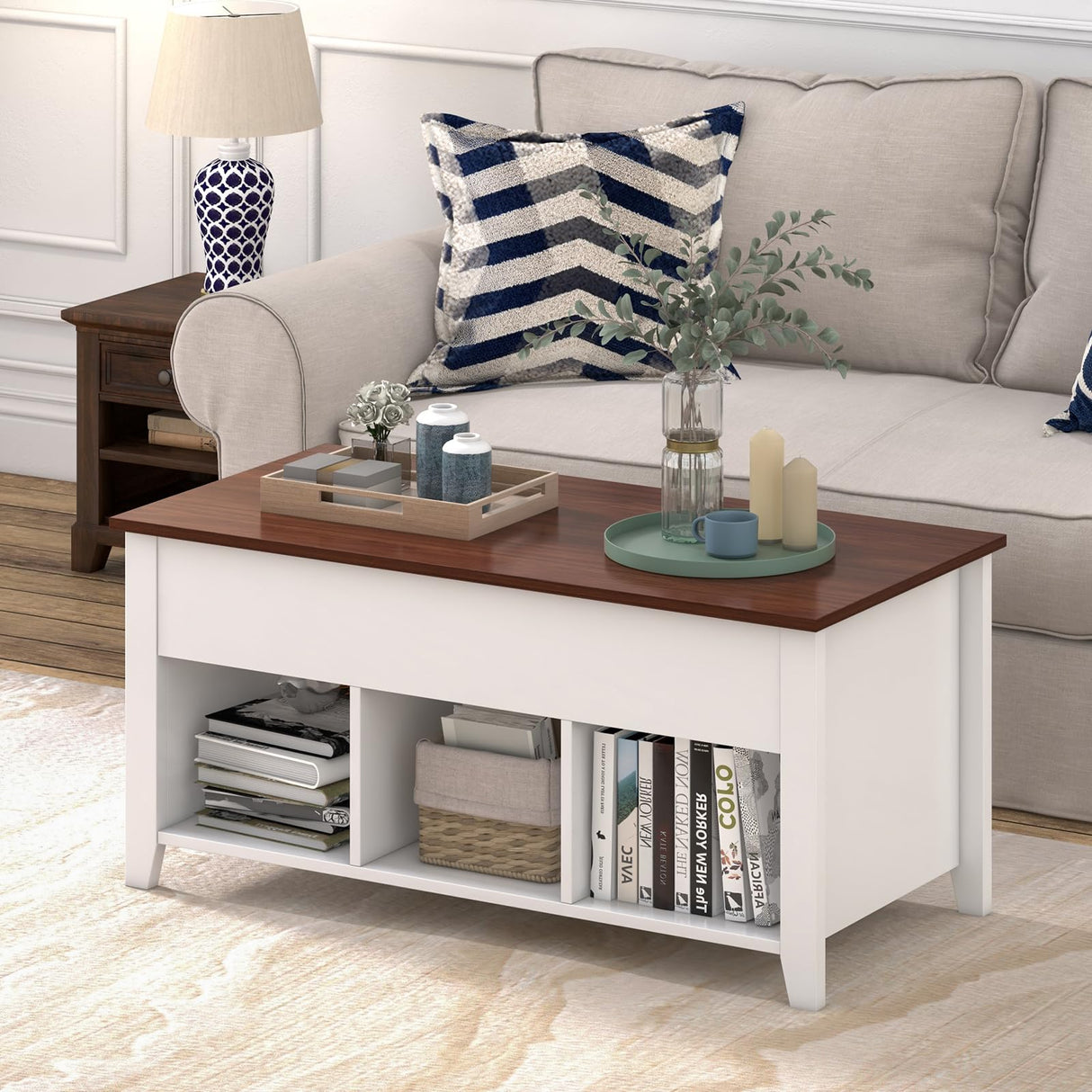 Lift Top Coffee Table, Center Table with Lift Tabletop, Hidden Compartment