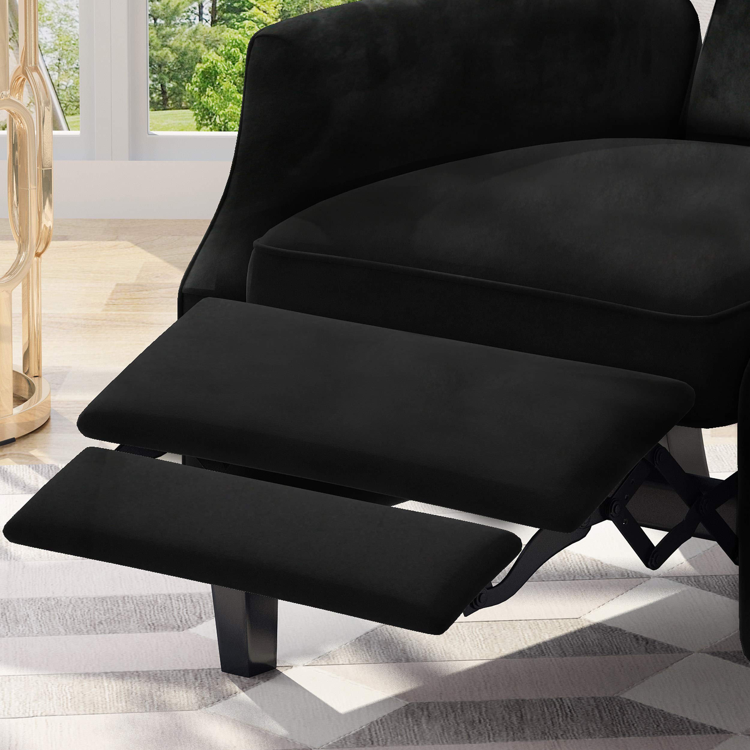 Knight Home Diana Wingback Recliner, Black + Dark Brown
