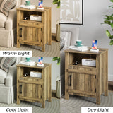 RRX Night stand Set of 2 Farmhouse End Table with Charging Station