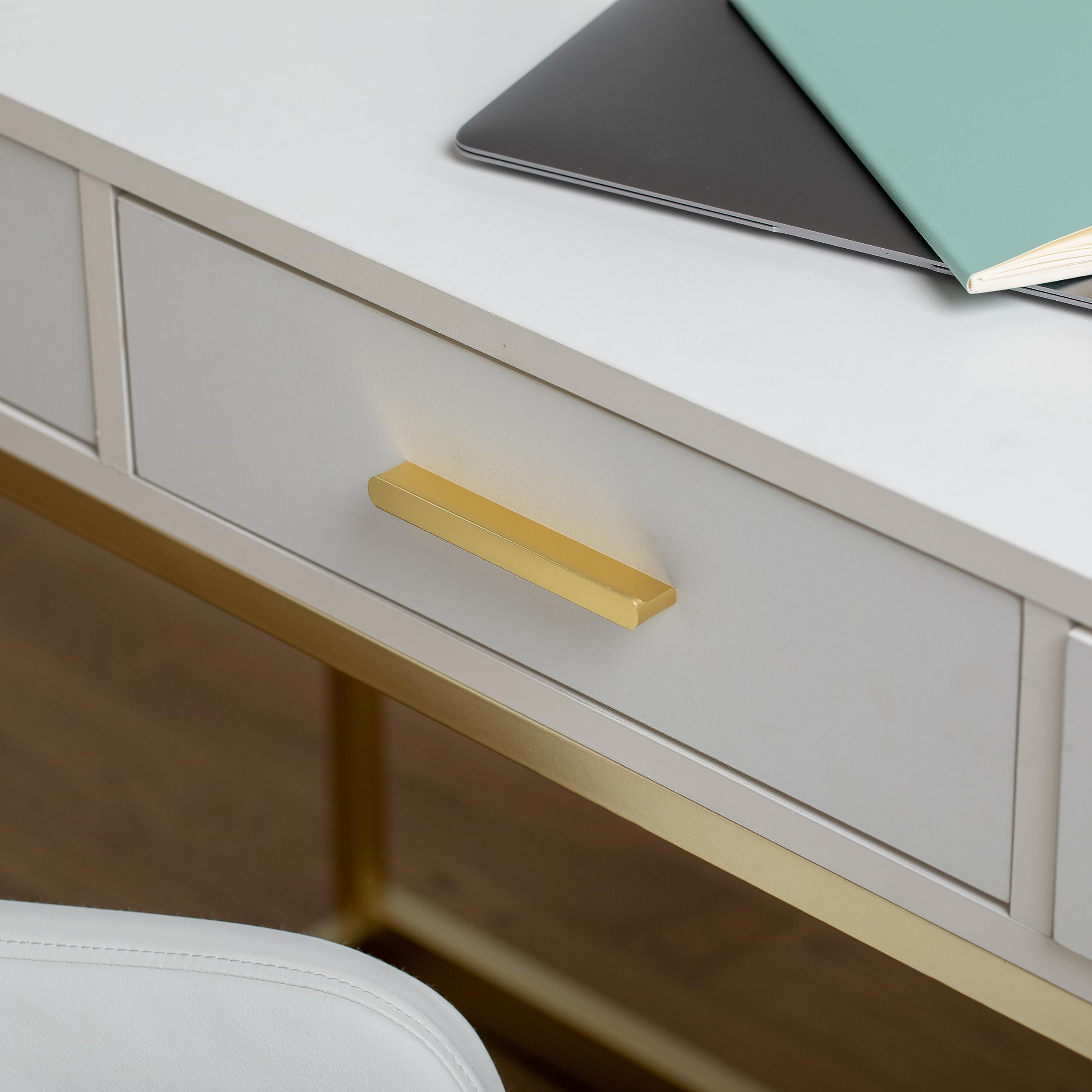 Ollie Home Office Desk with 3 Drawers in Walnut Wood