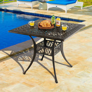 5.4 Inches Outdoor Dining Table, All-Weather Cast Aluminum Table with 2.2” Umbrella Hole