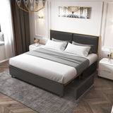 King Size Platform Bed Frame with Headboard and Storage Drawers of 4,