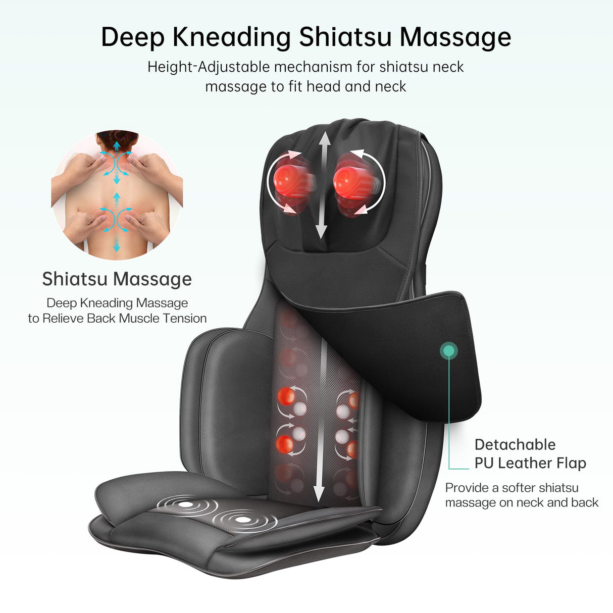 Neck and Back Massager with Heat, Full Body Massage Chair Pad