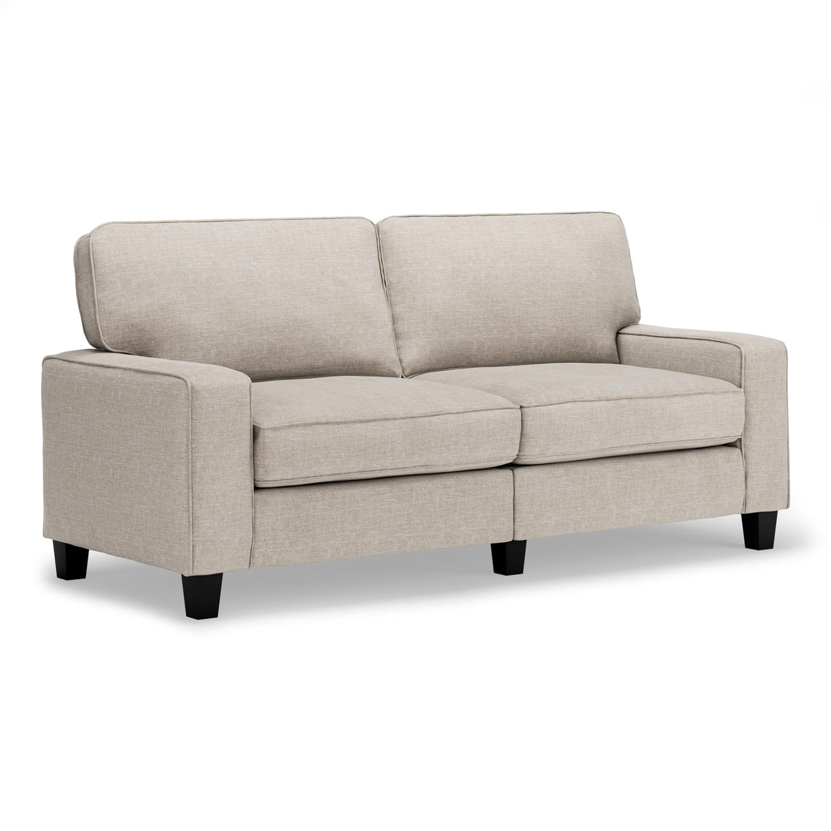 Palisades 73" Track Arm Sofa, Easy Care Polyester, Soft Pillow Back, Pocket Coil Seat Cushions, Removable Covers, Loveseat or Couch for Small Spaces, Living Rooms or Bedrooms, Light Gray