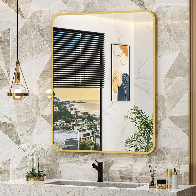 Black Recessed Bathroom Medicine Cabinet with Mirror