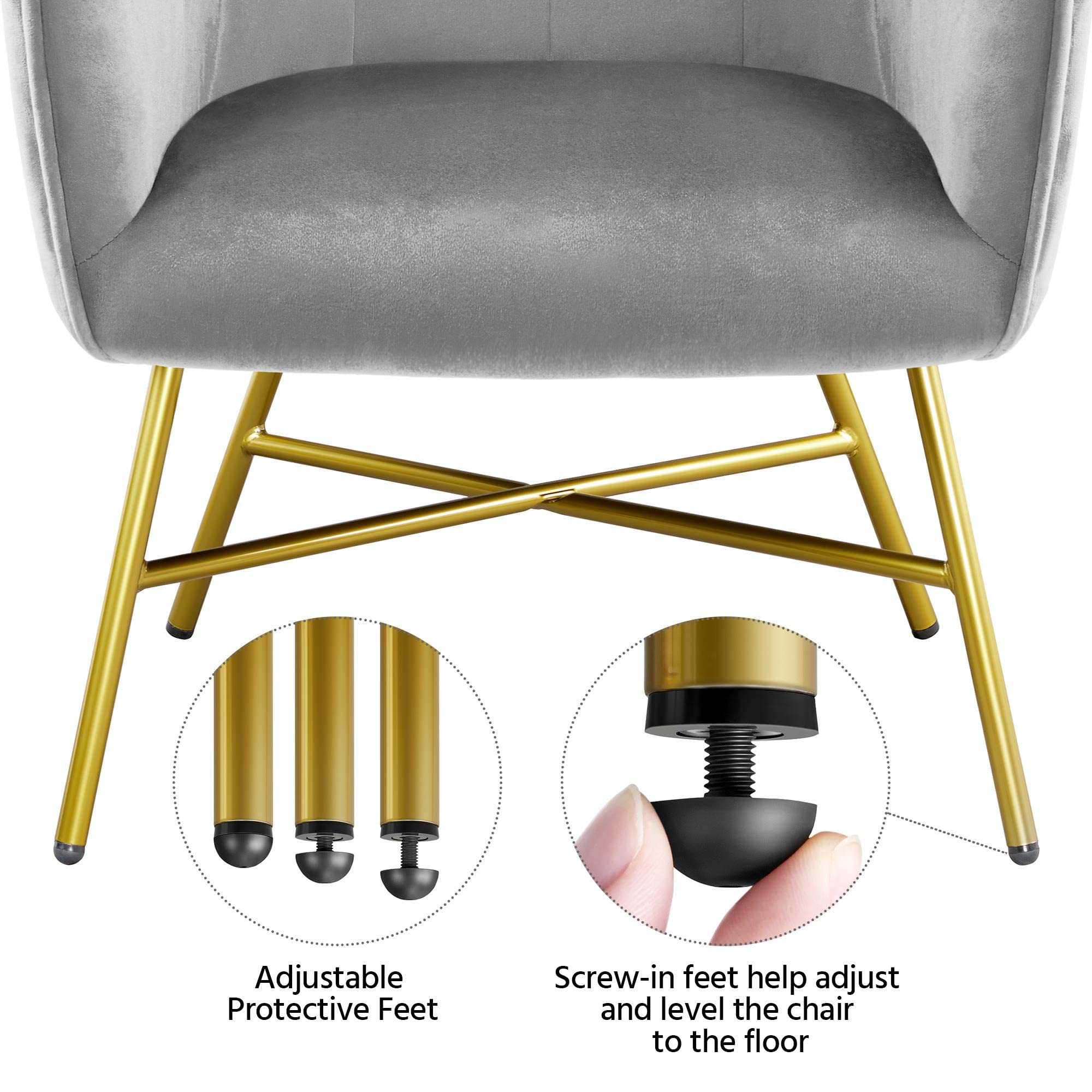 Accent Chair, Modern Velvet Living Room Chair with Mental Legs and Soft