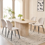 63" Farmhouse Dining Table for 4 - Modern Rectangle Kitchen Table with Rounded Corners