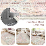 Pink Boho Area Rug, 5x7 Pink Rugs for Bedroom Girls Large Living Room Area Rugs Soft