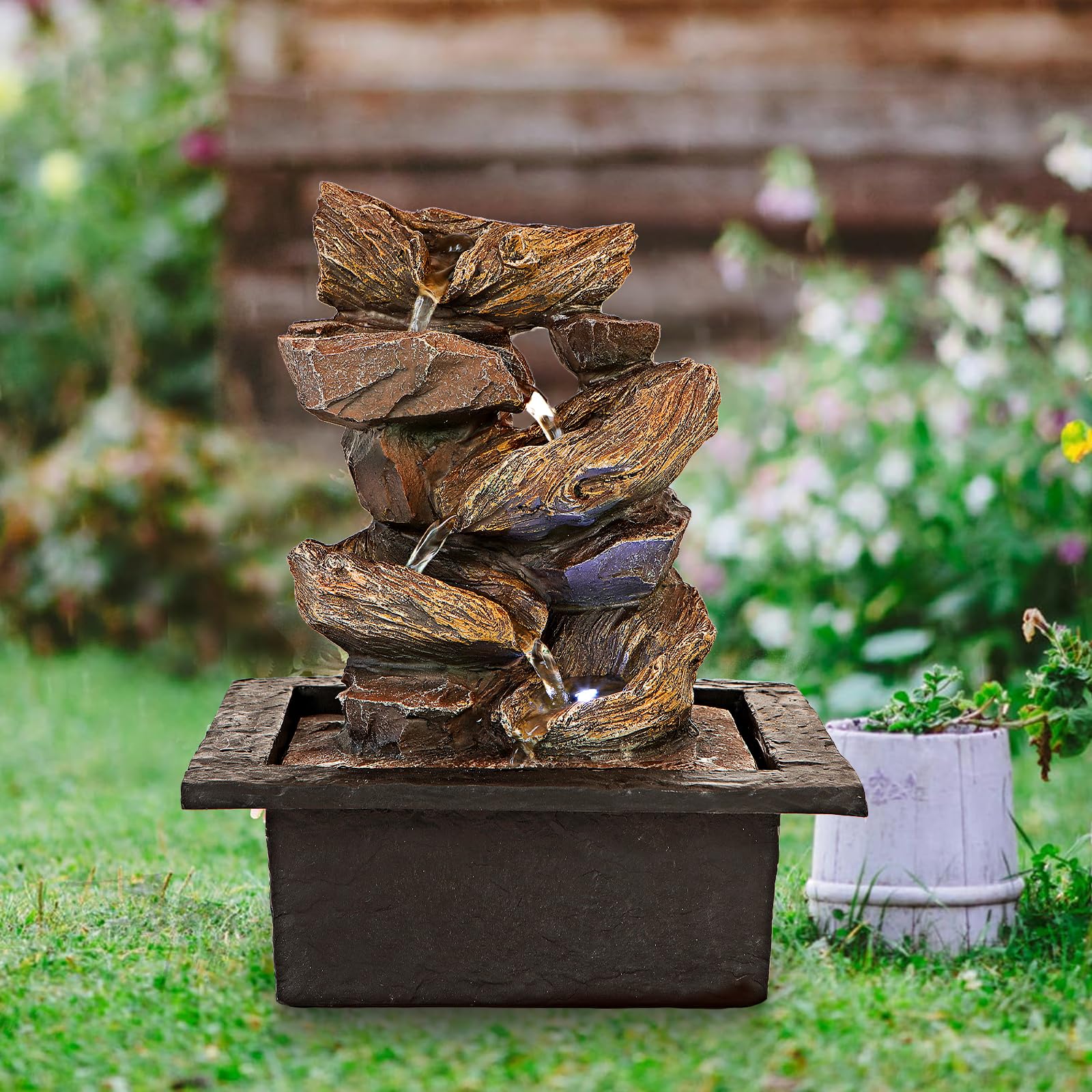 11-inch Waterfall Fountain Indoor - Tabletop Water Fountain - Indoor Fountains and Waterfalls