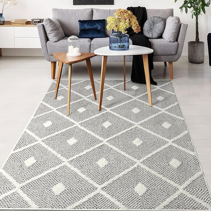 Rugs Palafito 8x10 Geometric Shag Diamond High-Low Pile Textured Indoor Area