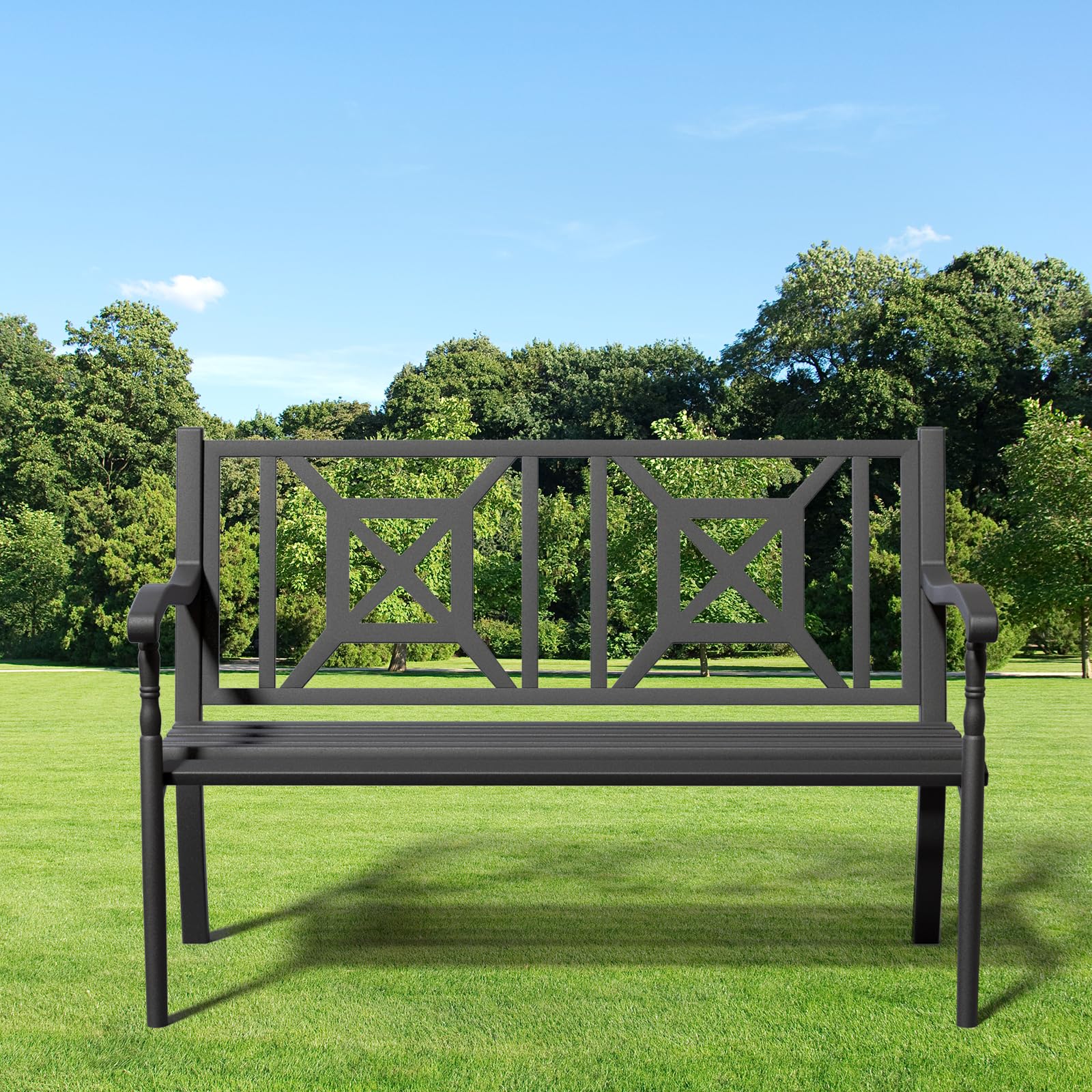 Metal Outdoor Bench, Weatherproof Garden Bench