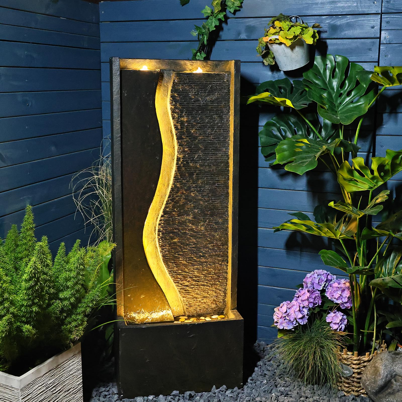 49 inches Outdoor Water Fountain Garden Waterfall - Large Water Feature Fountains