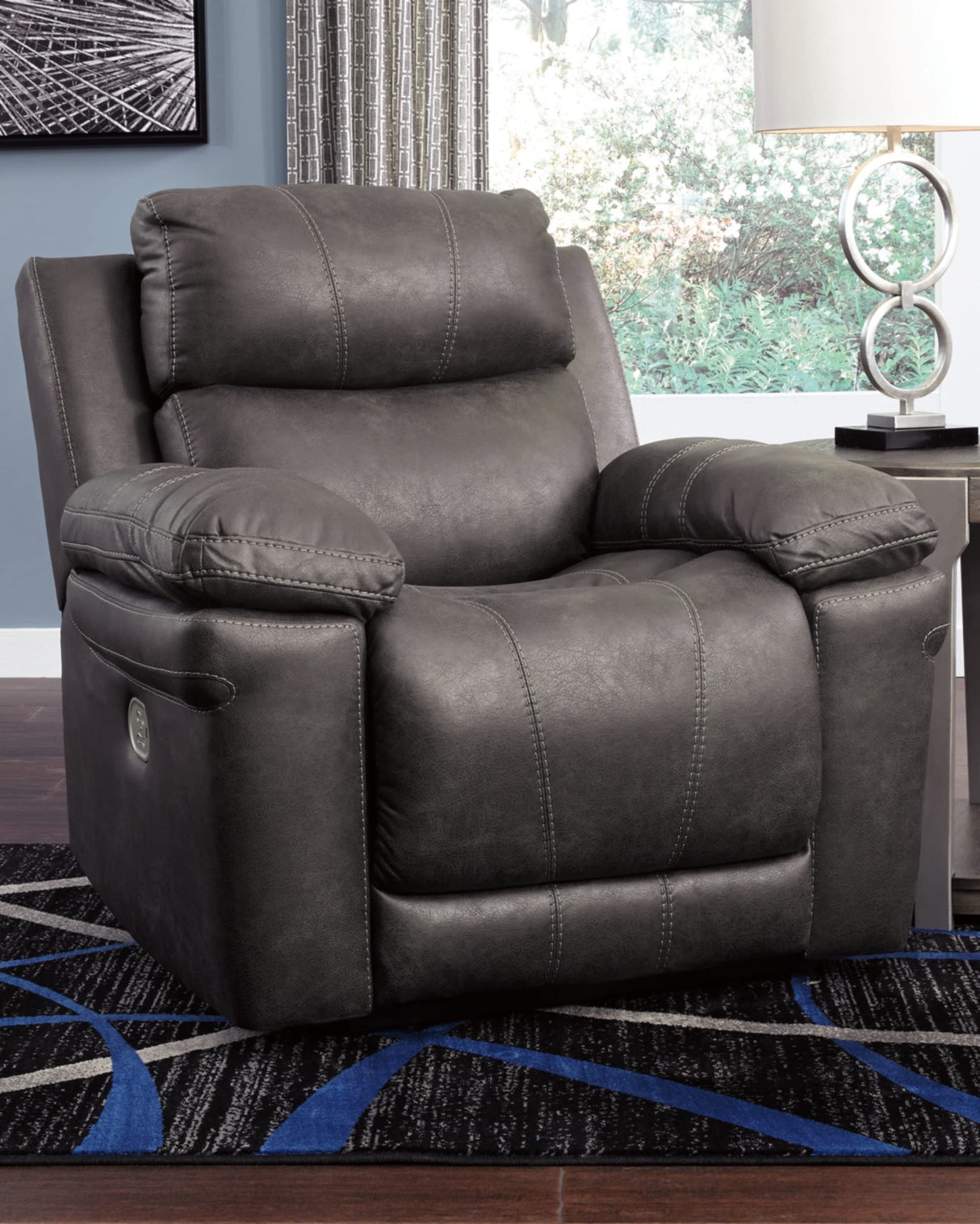 Erlangen Faux Leather Power Recliner with Adjustable Headrest & USB Charging Port