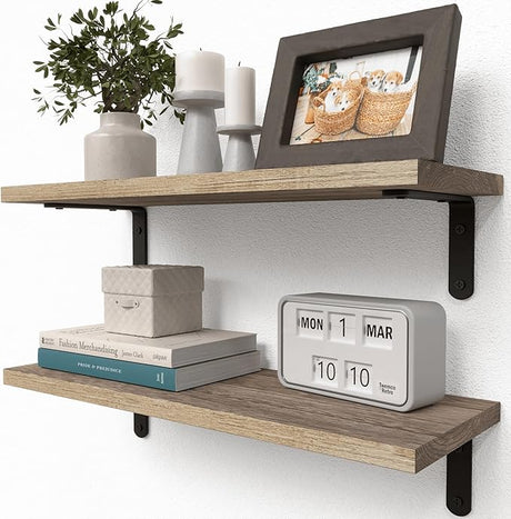 Rustic Wood Shelves Set of 5, Farmhouse Style Floating Shelf for Wall Décor