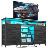 TV Stand for 65" TV, Entertainment Center with Power Outlet and Open Storage Shelves,