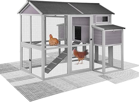 Chicken Coop Mobile Wooden Hen House with Nesting Box,Large Poultry Cage