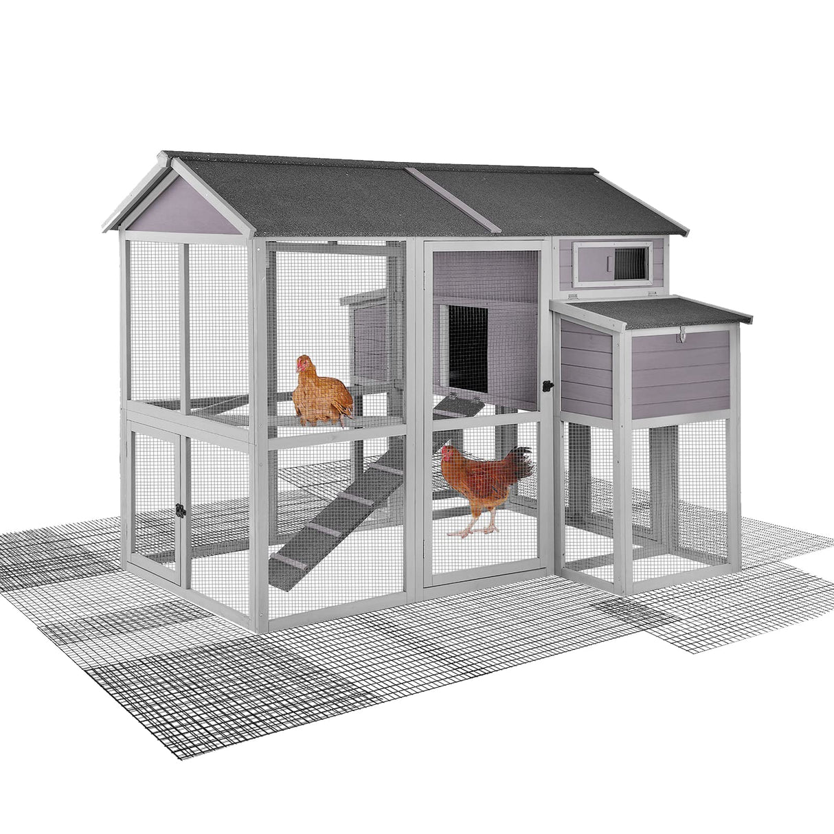 Chicken Coop 75.7" Extra Large Chicken House with Run Multi-Levels Poultry Cage