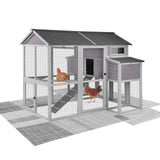 Chicken Coop 75.7" Extra Large Chicken House with Run Multi-Levels Poultry Cage