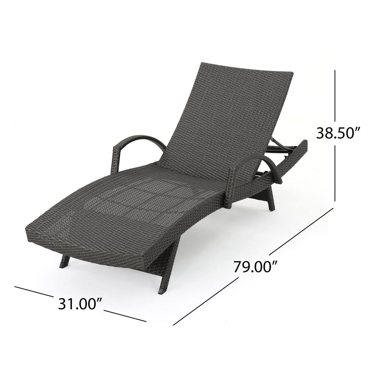 Christopher Knight Home Salem Outdoor Wicker Adjustable Chaise Lounge with Arms, with Cushion, Multibrown / Navy Blue