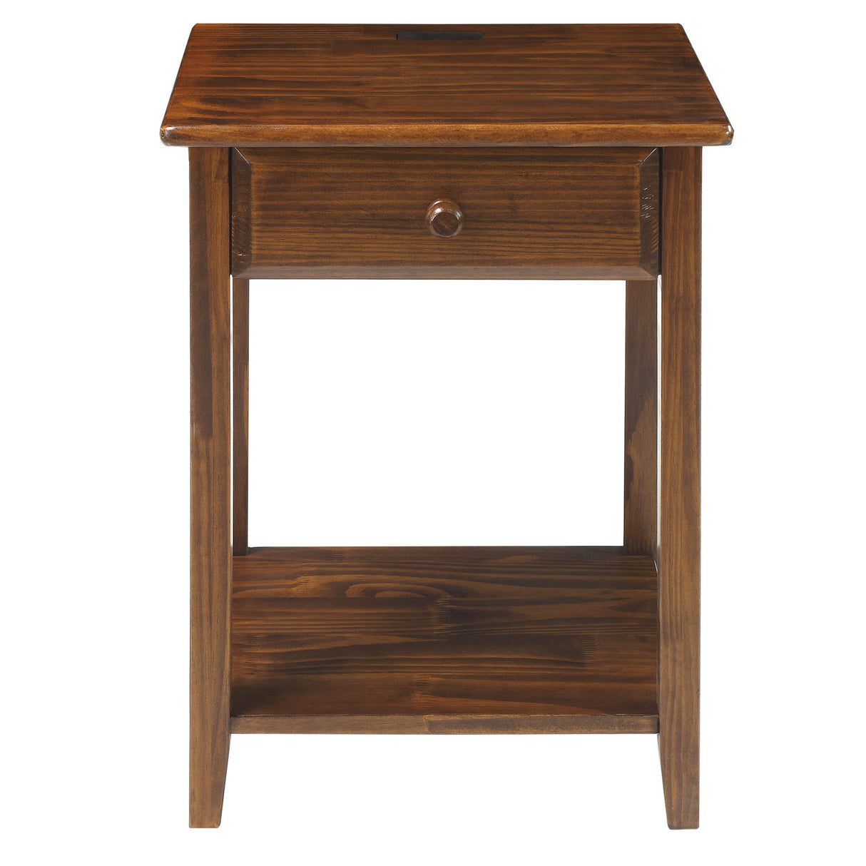 Night Owl Nightstand with USB Ports-Warm Brown