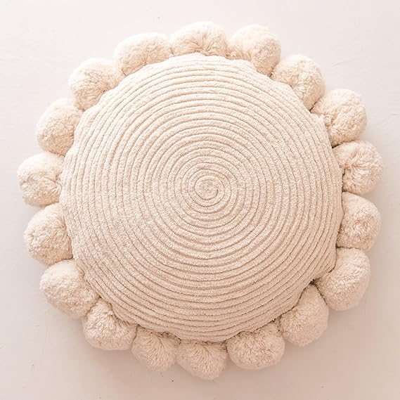 Bohemian Round Pillow Cover 12 Inch | 100% Cotton Decorative Pillow Hand Tufted