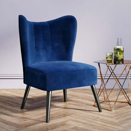 Modern Velvet Accent Chair, Wingback Small Upholstered Reading Chair