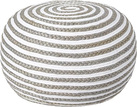 Boho Beauty Braided Pouf Ottoman, 14" x 20", Multicolor