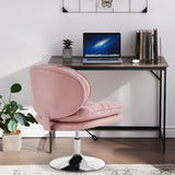 Armless Swivel Accent Chair with Height Adjustment - Pink Tech Cloth Vanity Chair