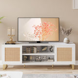 TV Stand 66 Inch, White Entertainment Center Modern TV Console Table with Storage,