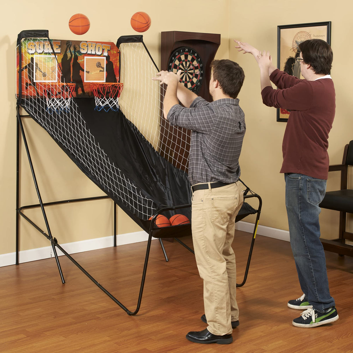 Sure Shot Dual Electronic Basketball Arcade Game with Electronic Digital Scoring and Timer