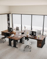 82.67" Long Executive Desk Large L-Shaped Computer Office Desk with 3-Drawer Mobile