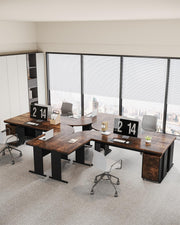 ProWork L-Shaped Executive Desk with Hutch, 5 Shelf Bookcase, and Lateral File Cabinet