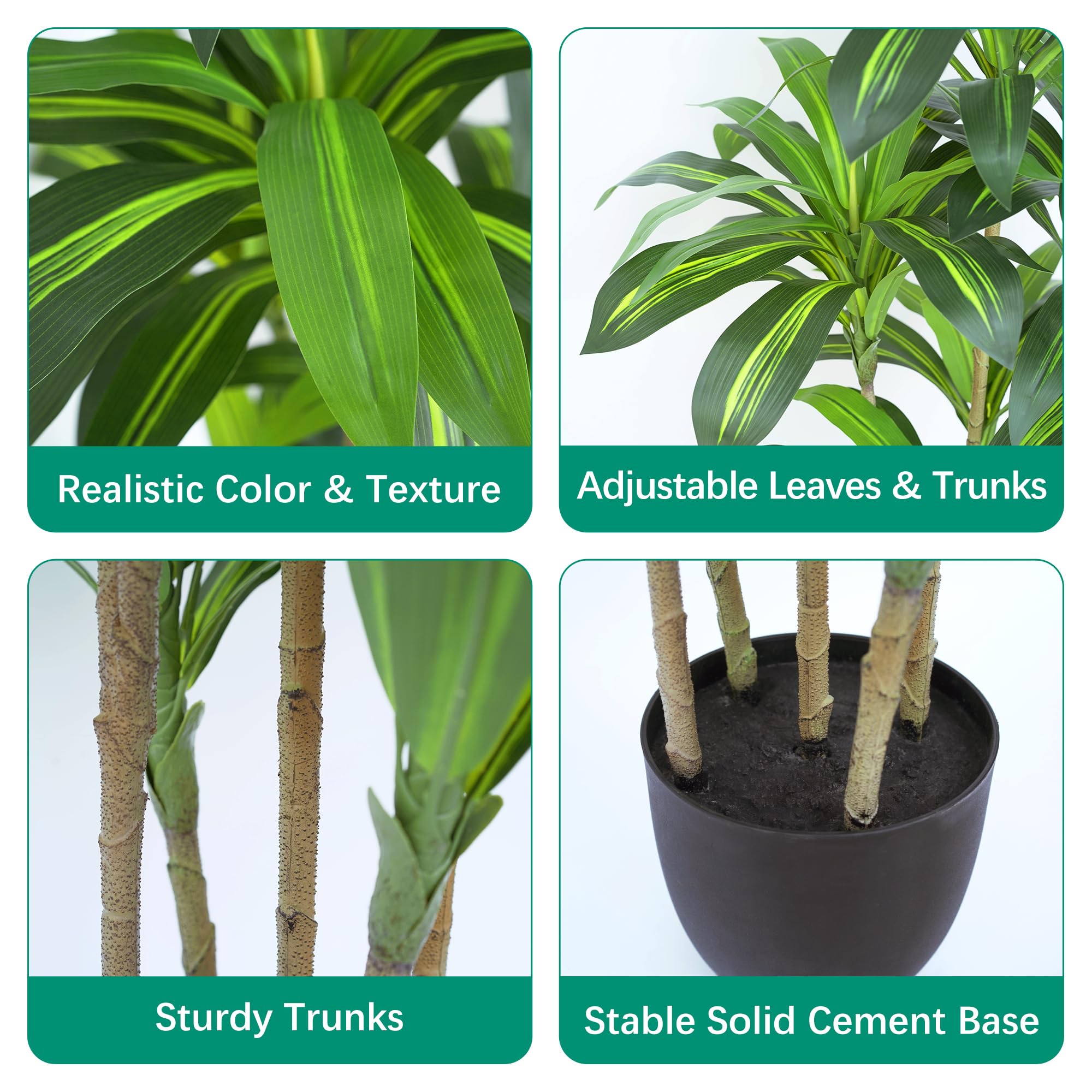 Waoops Artificial Plants 6Ft Dracaena Fragrans Faux Trees with 8 Heads Fake Tree for Home Decor Indoor or Outdoor Office Decoration Housewarming Gift