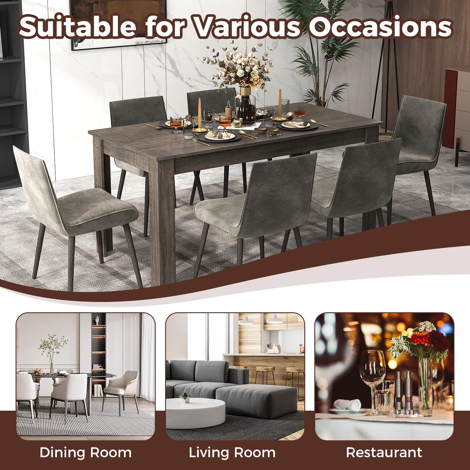 63 Inch Rectangular Dining Table for 4-6 People