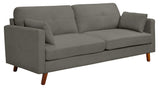 Alix Upholstered Living Room Sofa, Tufted Fabric Couch, Mid-Century Walnut Tapered Footers,