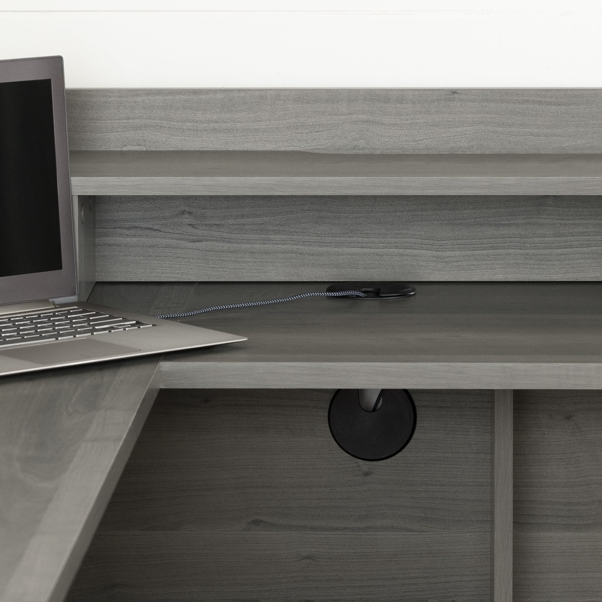Versa L-Shaped Desk, Gray Maple