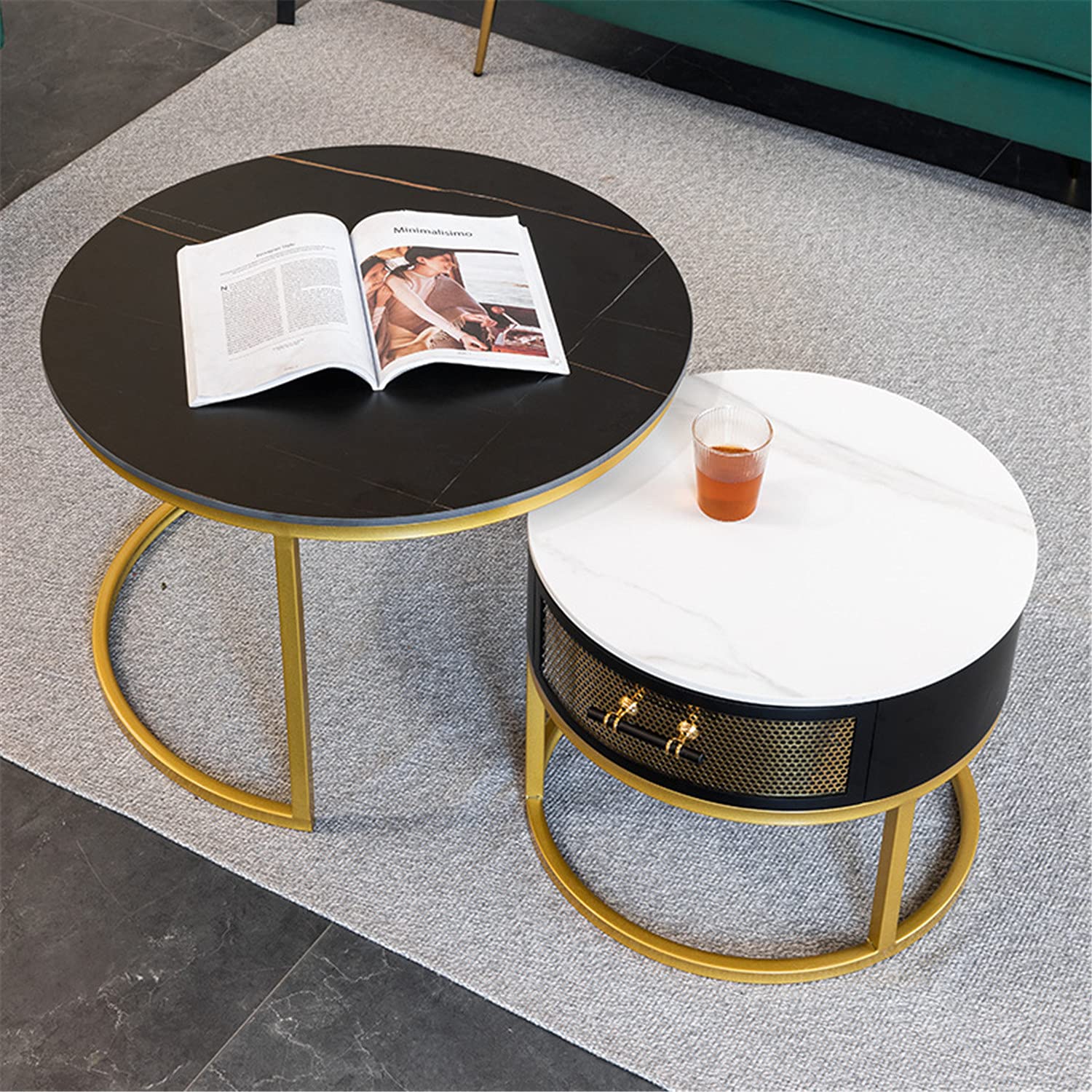 Modern Nesting Coffee Table Set of 2,Round Nesting Coffee Table