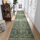 Green 8x10 Rugs for Living Room, Boho Washable Area Rugs for Bedroom Non Slip,