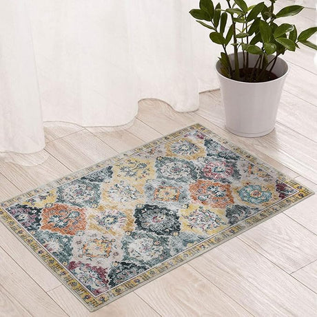 Camilla Boho Area Rug, 5'×7' Washable Oriental Accent Rug, Non-Slip Traditional Floral