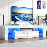 LED TV White Stand for 55/60/65inch TV,Modern Entertainment Center with 2 Storage