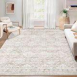 Area Rug for Living Room 9x12: Large Washable Boho Moroccan Rugs Geometric Neutral Rug