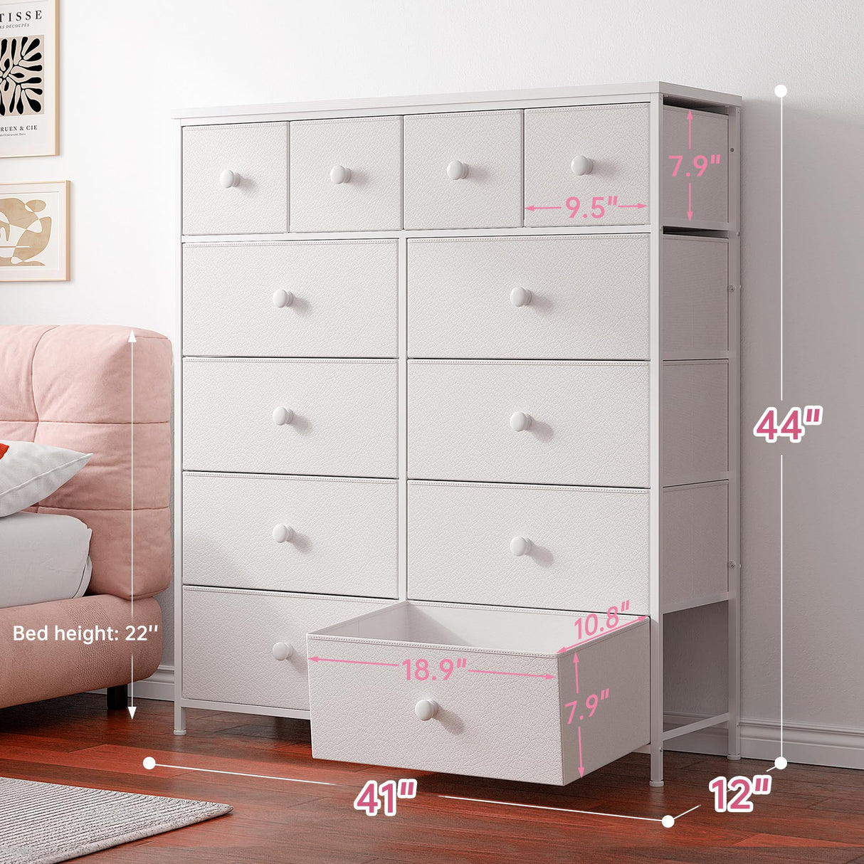 Dresser,White Dresser for Bedroom with 12 Drawers,Tall Dressers for Bedroom,