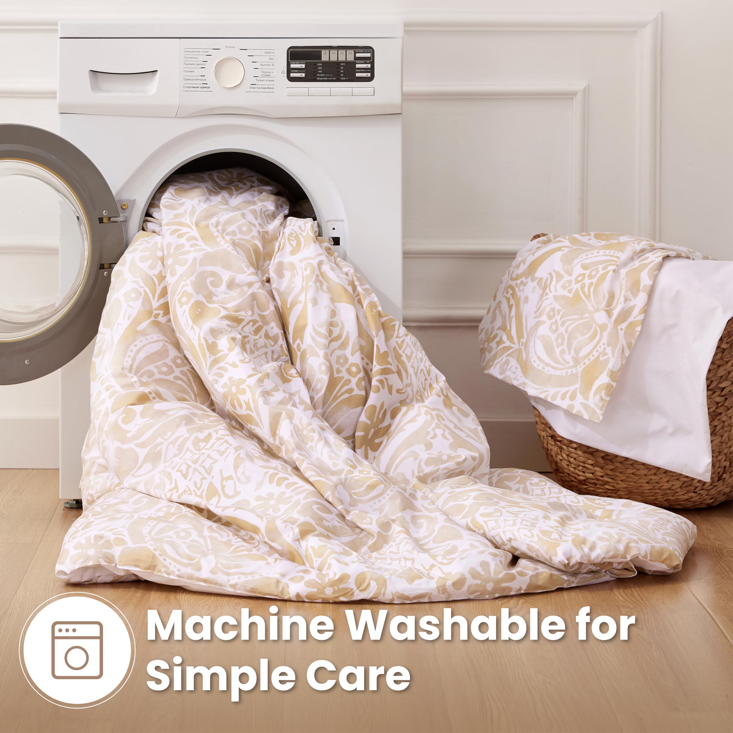 Sophia Willam Damask 3 Pieces Comforter Set Queen Size, Cotton Fabric with Microfiber Inner Fill, 1 Comforter (88x92) and 2 Pillowcases (26x20),Bronze Damask